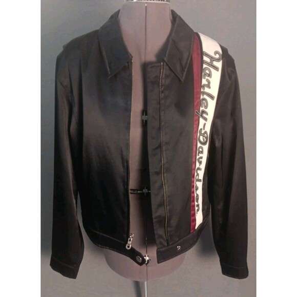 Harley Davidson Womans LARGE Nylon Embroidered Motorcycle Riding Jacket- NWOT - Picture 5 of 16